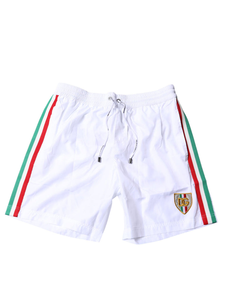 Dolce &amp; Gabbana White Stripes Beachwear Shorts 2 Pc Swimwear