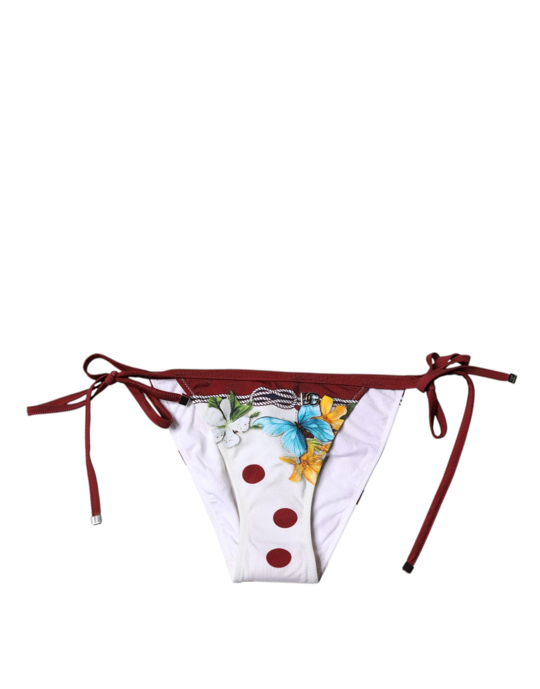 Dolce &amp; Gabbana White Floral Print Swimsuit Bikini Bottom Swimwear