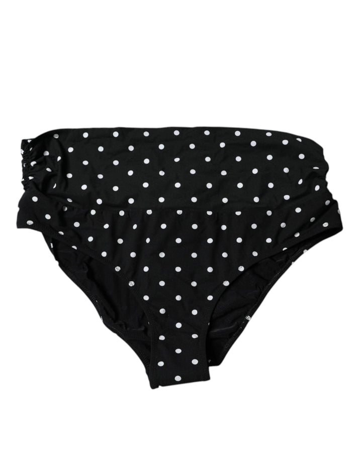Dolce &amp; Gabbana Black Polka Dot Swimsuit Bikini Bottom Swimwear
