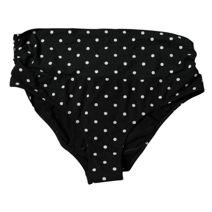 Dolce &amp; Gabbana Black Polka Dot Swimsuit Bikini Bottom Swimwear