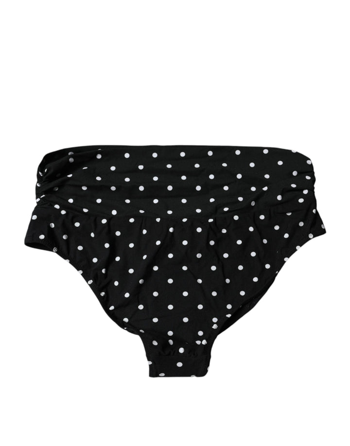 Dolce &amp; Gabbana Black Polka Dot Swimsuit Bikini Bottom Swimwear
