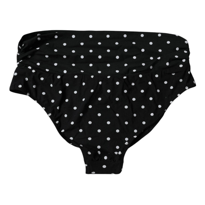 Dolce &amp; Gabbana Black Polka Dot Swimsuit Bikini Bottom Swimwear