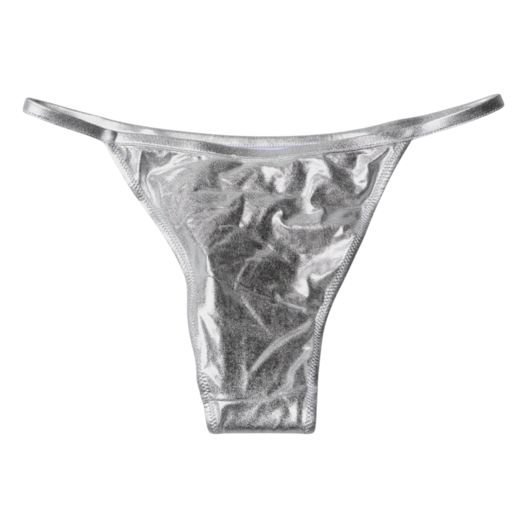 Dolce &amp; Gabbana Silver Polyester Beachwear Bikini Bottom Swimwear