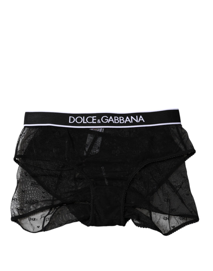 Dolce &amp; Gabbana Black Tulle Nylon Mid Waist Panty Underwear
