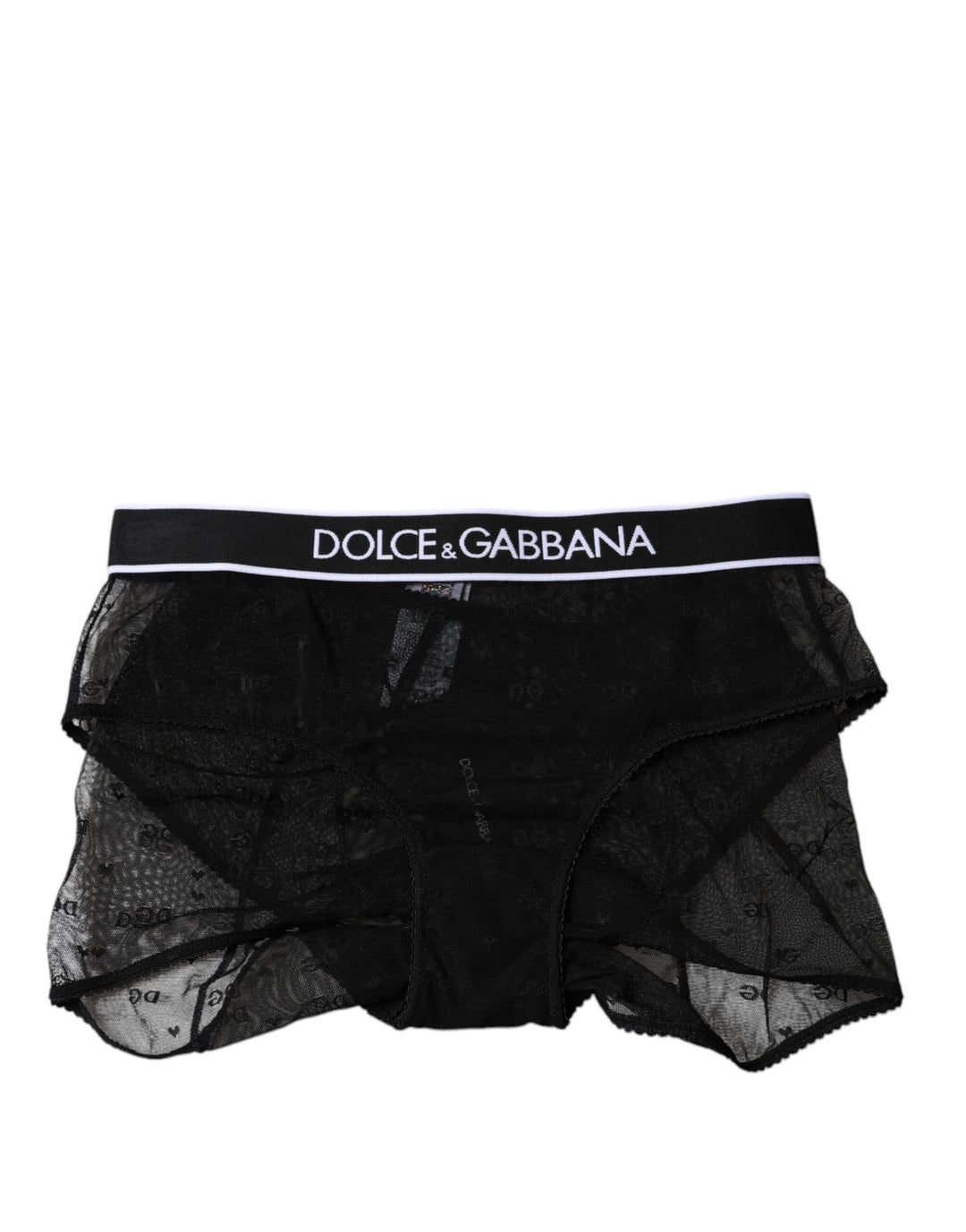 Dolce &amp; Gabbana Black Tulle Nylon Mid Waist Panty Underwear