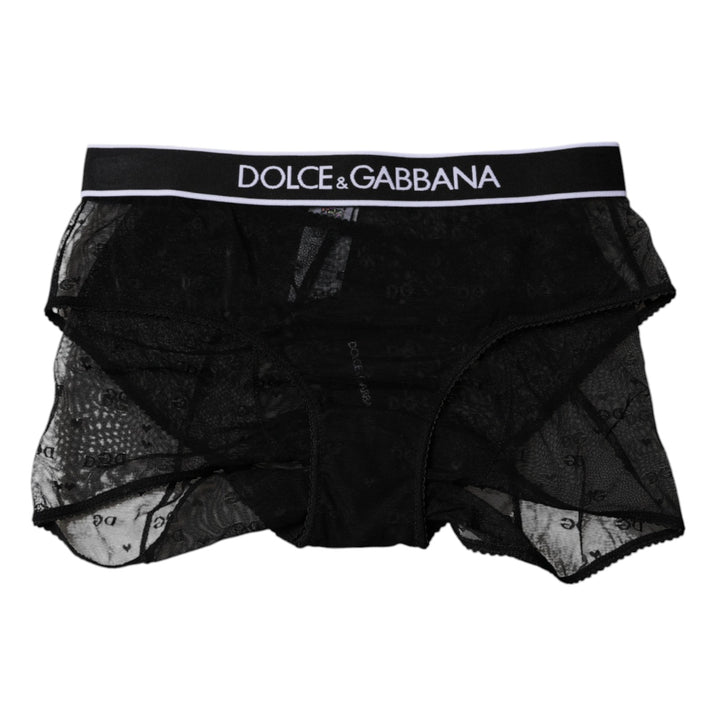Dolce &amp; Gabbana Black Tulle Nylon Mid Waist Panty Underwear