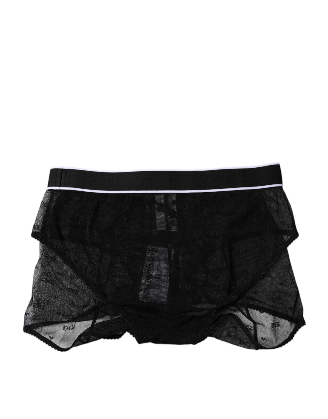 Dolce &amp; Gabbana Black Tulle Nylon Mid Waist Panty Underwear