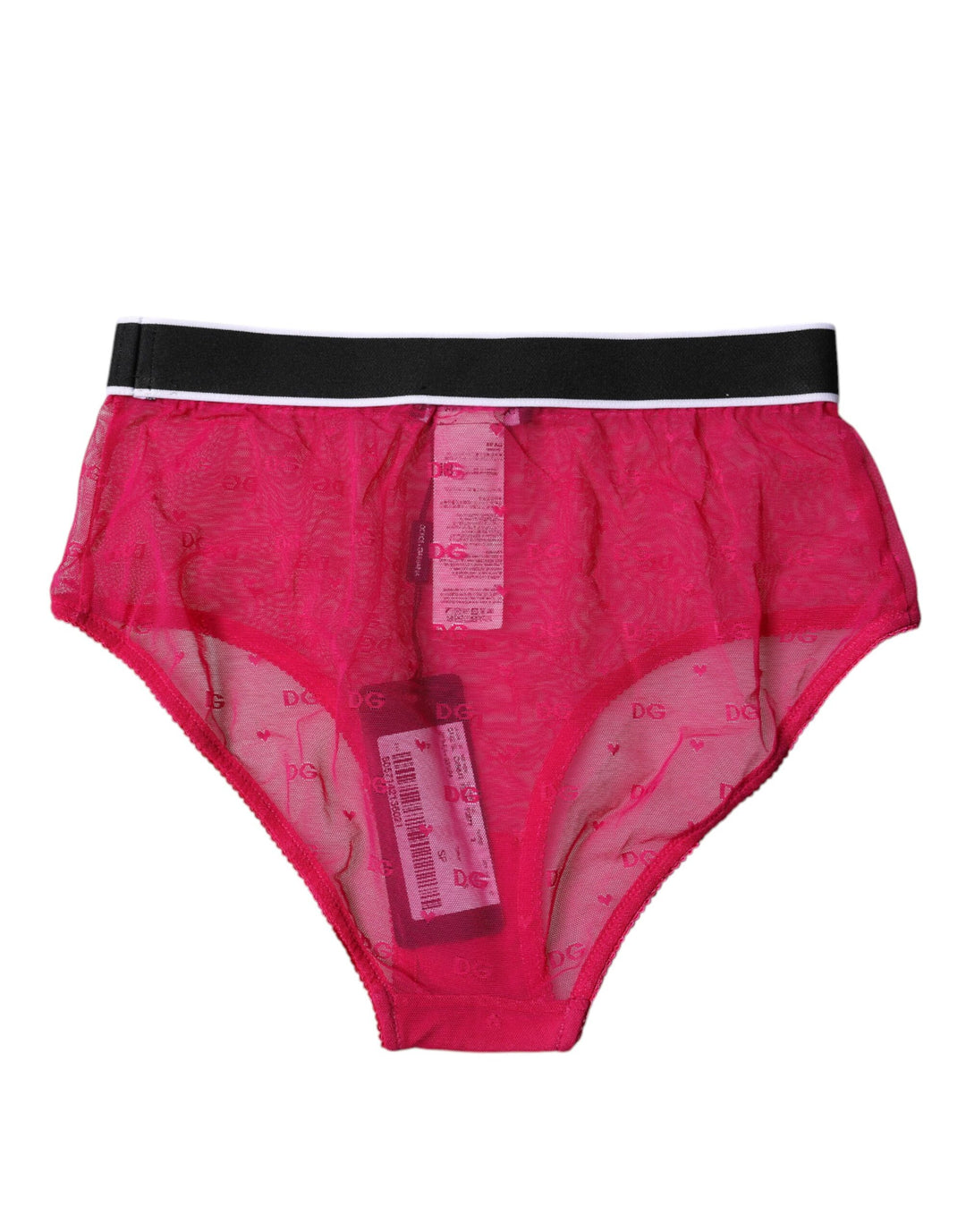 Dolce &amp; Gabbana Fuchsia Tulle Nylon Mid Waist Panty Underwear