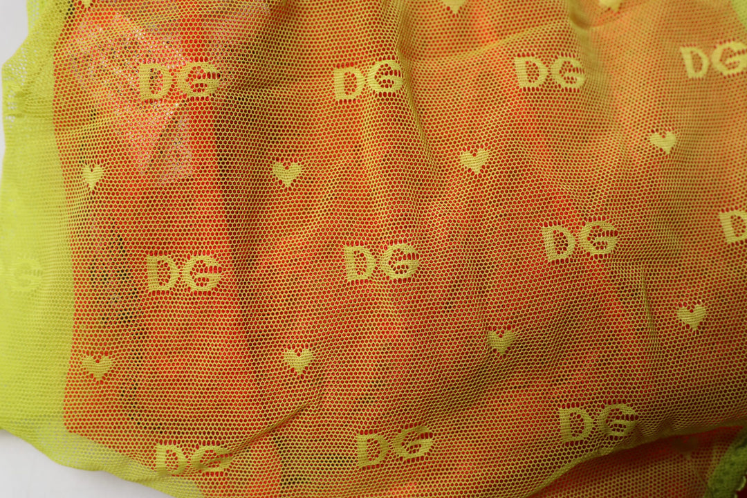 Dolce &amp; Gabbana Red Yellow Tulle Mid Waist Panty Underwear