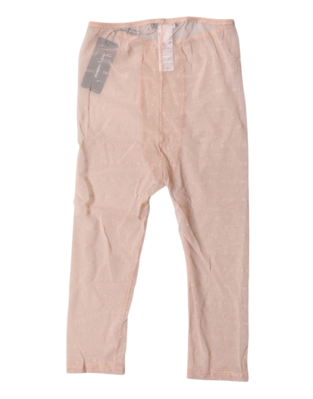Dolce &amp; Gabbana Beige Logo Lace Lingerie Cropped Tights Underwear
