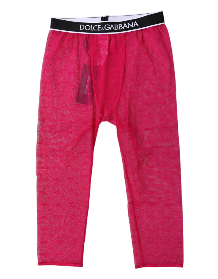 Dolce &amp; Gabbana Fuchsia DG Logo Nylon Cropped Tights Underwear