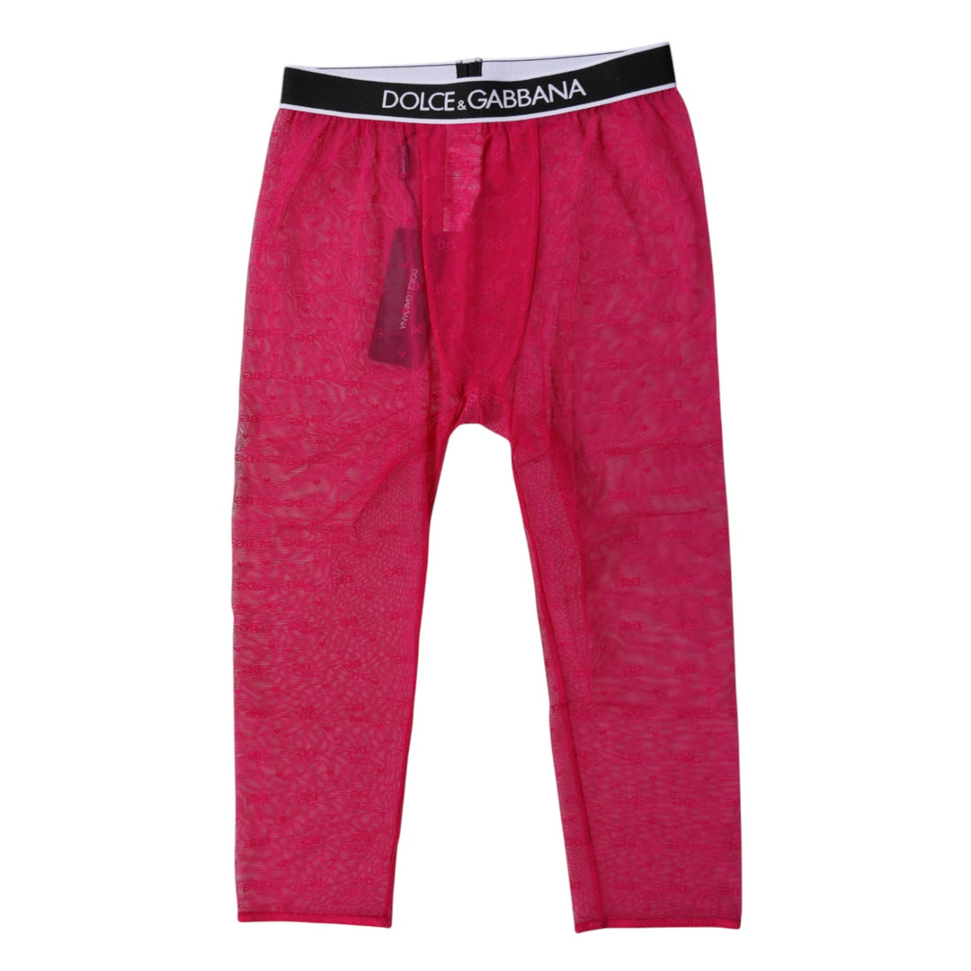 Dolce &amp; Gabbana Fuchsia DG Logo Nylon Cropped Tights Underwear