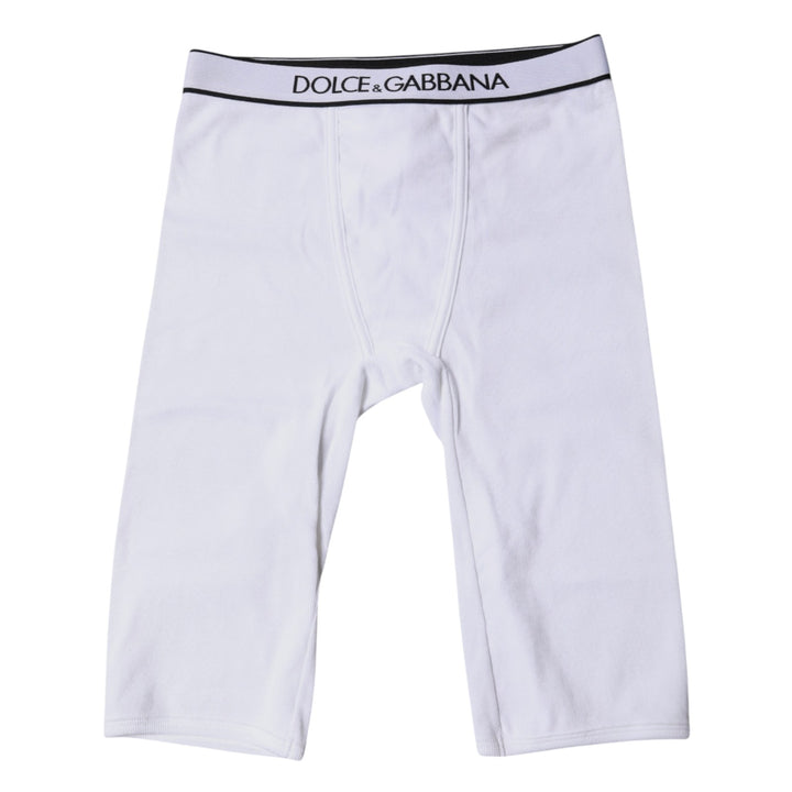 Dolce & Gabbana White Logo Cotton Cropped Tights Underwear