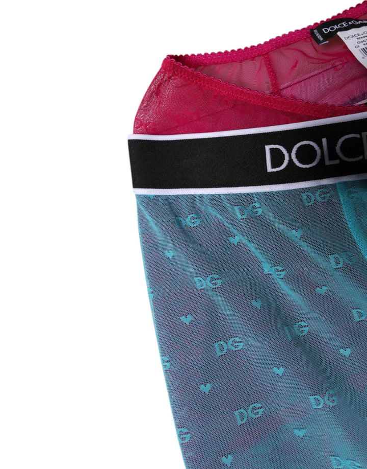 Dolce &amp; Gabbana Blue Fuchsia Logo Lingerie Cropped Underwear