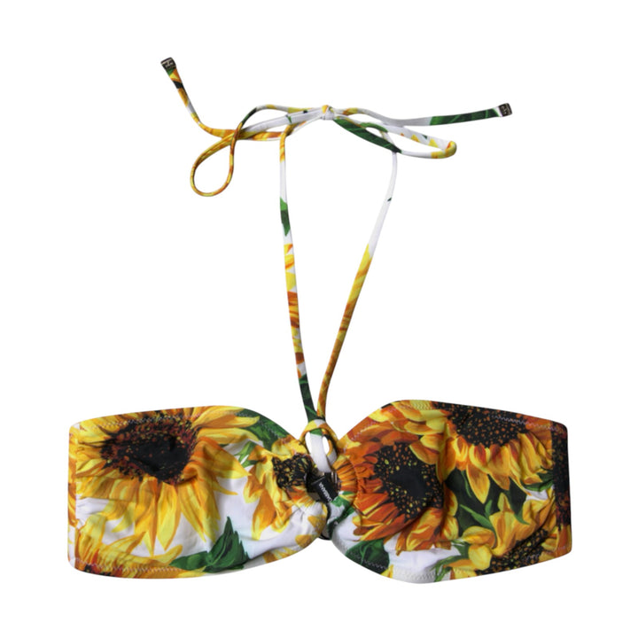 Dolce &amp; Gabbana Multicolor Floral Halter Beachwear Bikini Top Swimwear