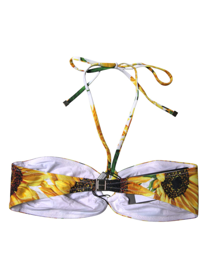 Dolce &amp; Gabbana Multicolor Floral Halter Beachwear Bikini Top Swimwear