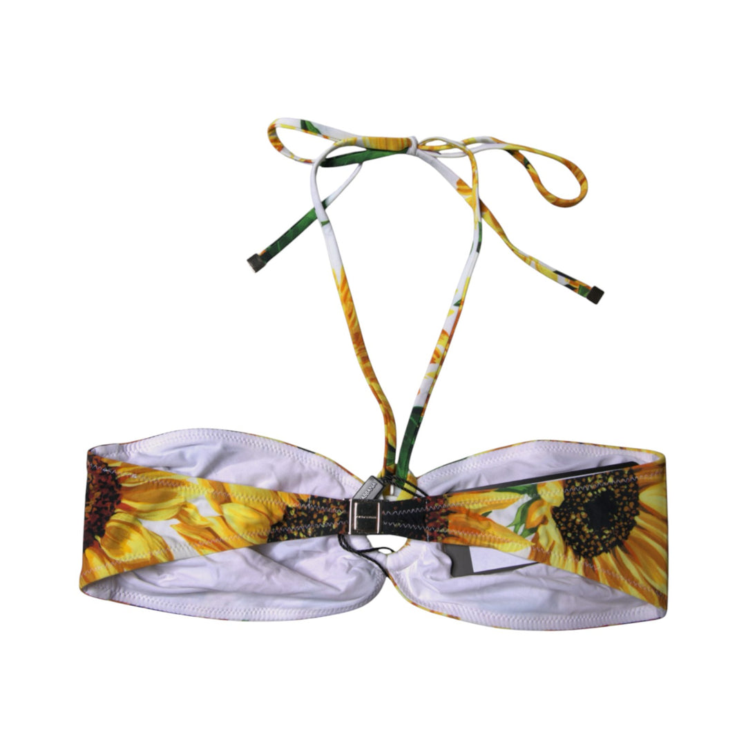 Dolce &amp; Gabbana Multicolor Floral Halter Beachwear Bikini Top Swimwear