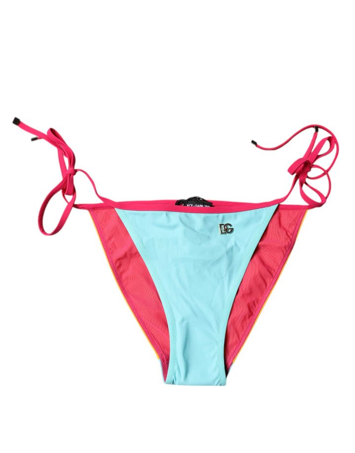 Dolce &amp; Gabbana Multicolor Logo Swimsuit Bikini Bottom Swimwear