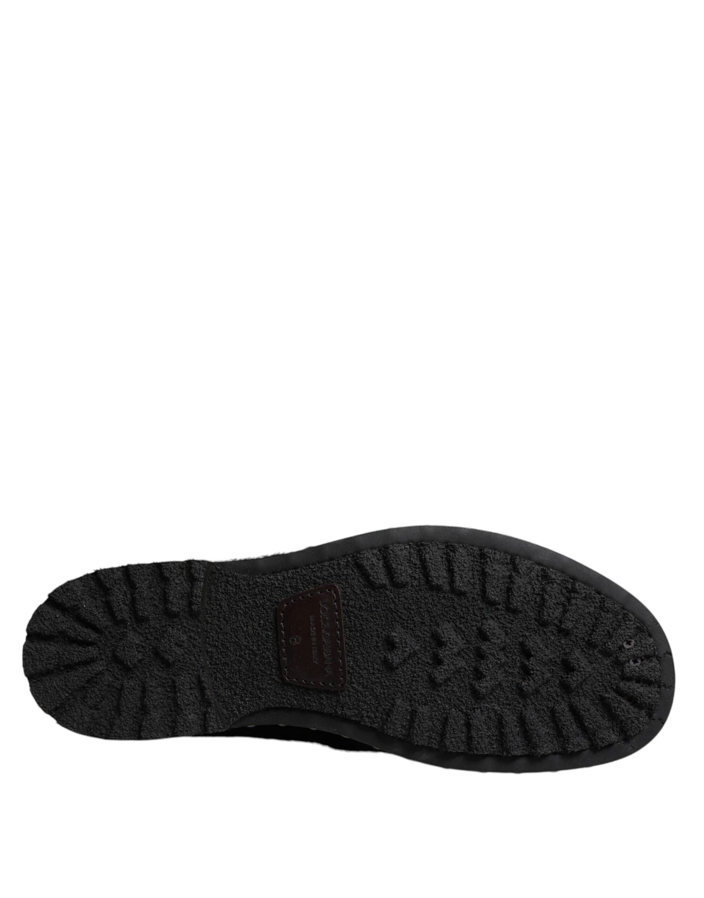 Botas de media pantorrilla de cuero estilo poni negro de Dolce &amp; Gabbana