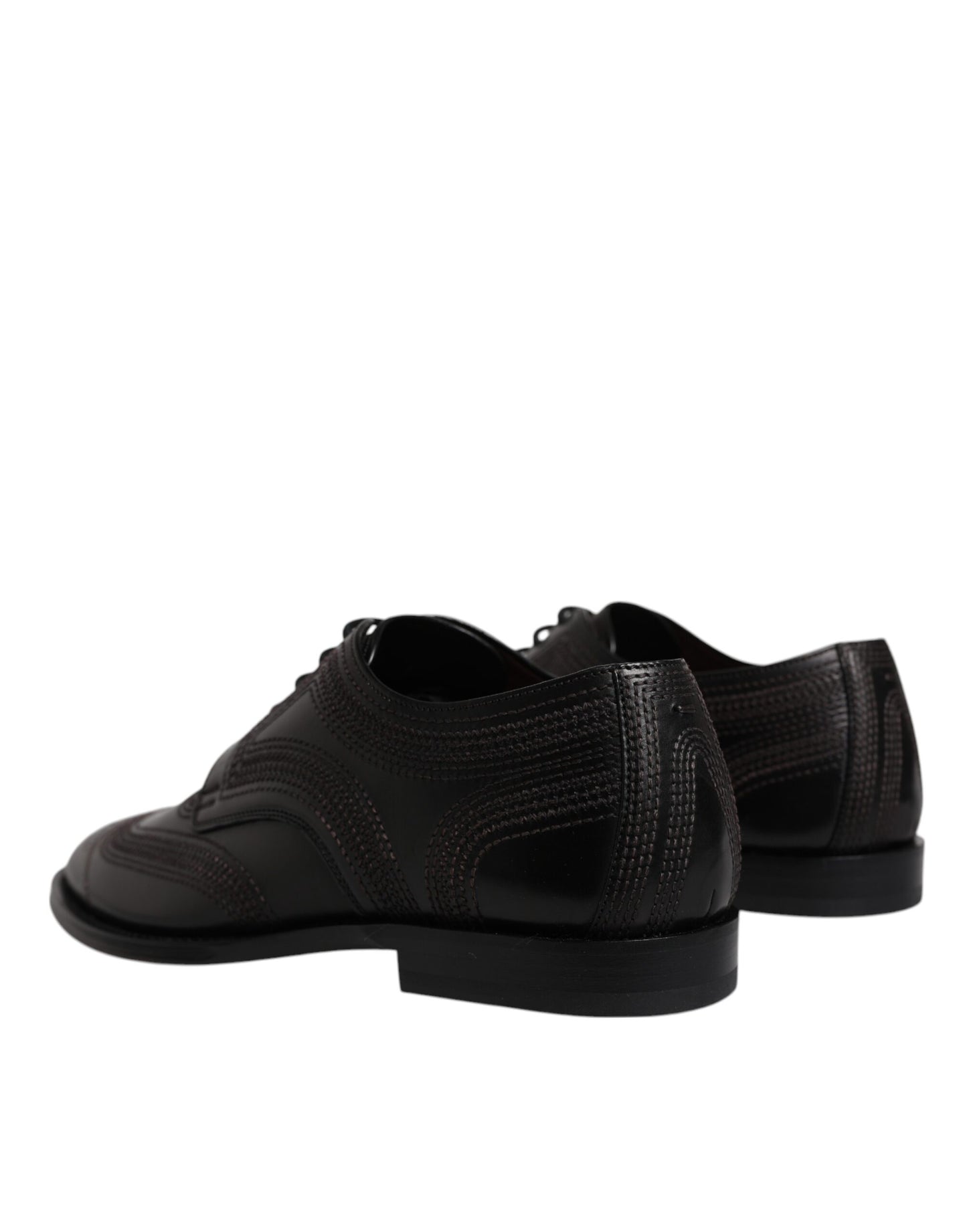 Chaussures Derby classiques en cuir noir brodé Dolce &amp; Gabbana
