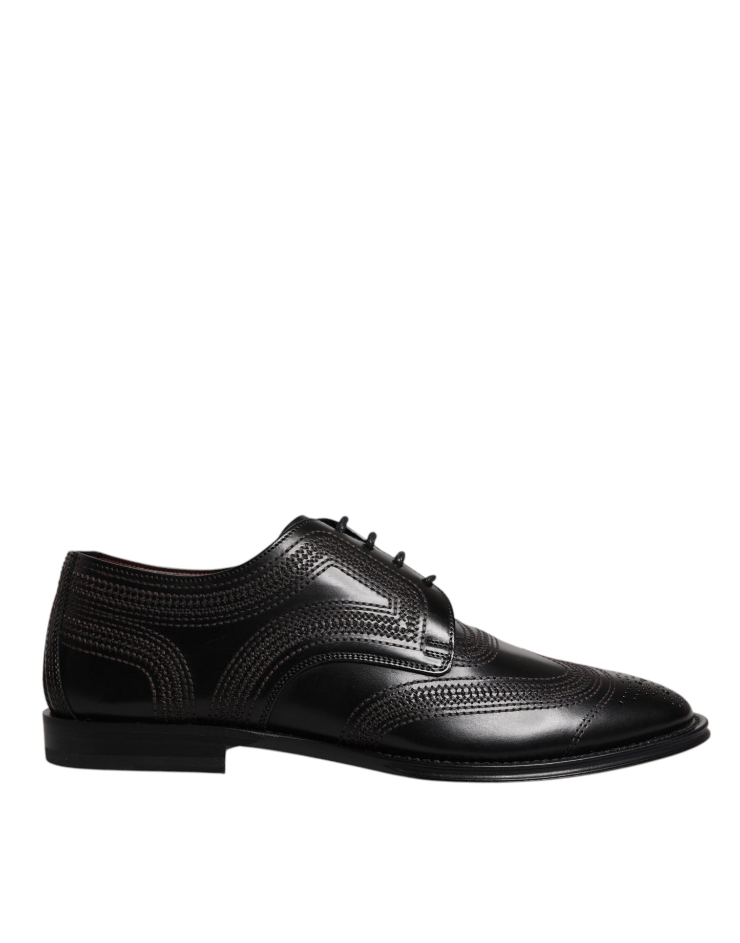 Chaussures Derby classiques en cuir noir brodé Dolce &amp; Gabbana