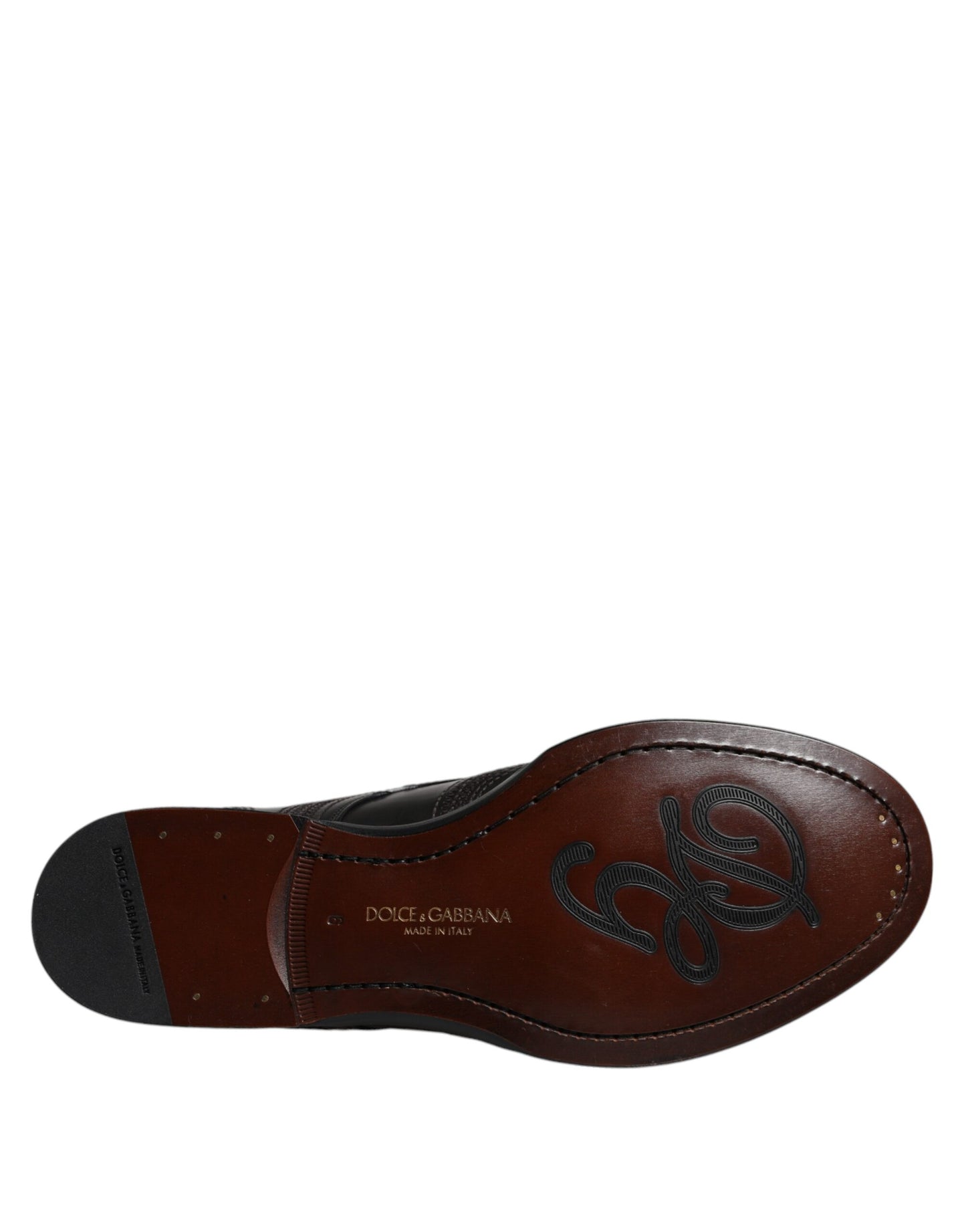 Chaussures Derby classiques en cuir noir brodé Dolce &amp; Gabbana