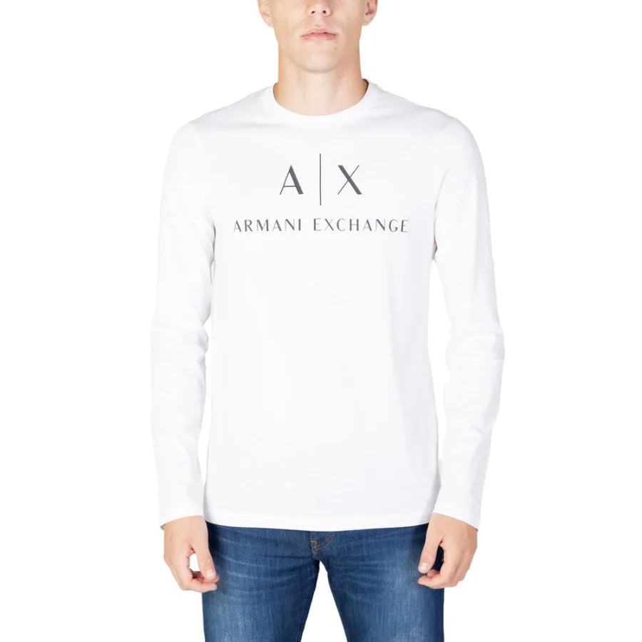 Armani Exchange White Cotton Long Sleeve T-Shirt