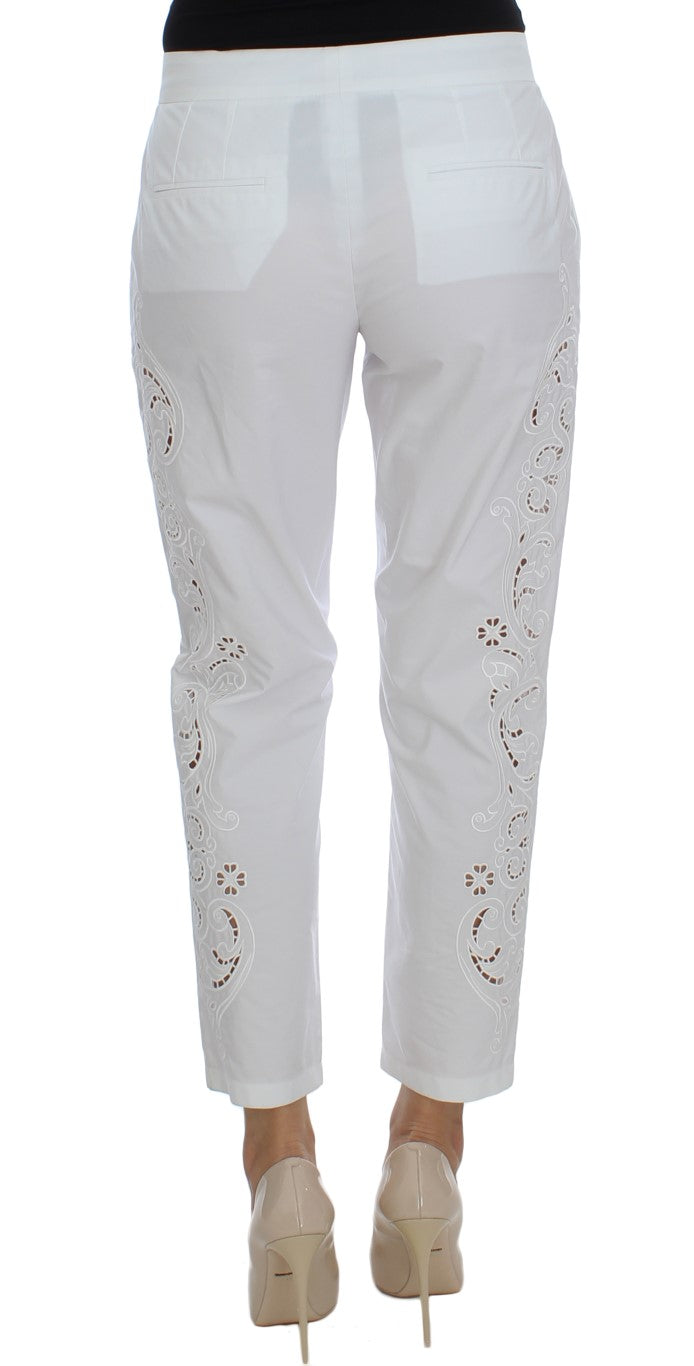 Pantalon habillé élégant à découpes florales blanches Dolce &amp;amp; Gabbana