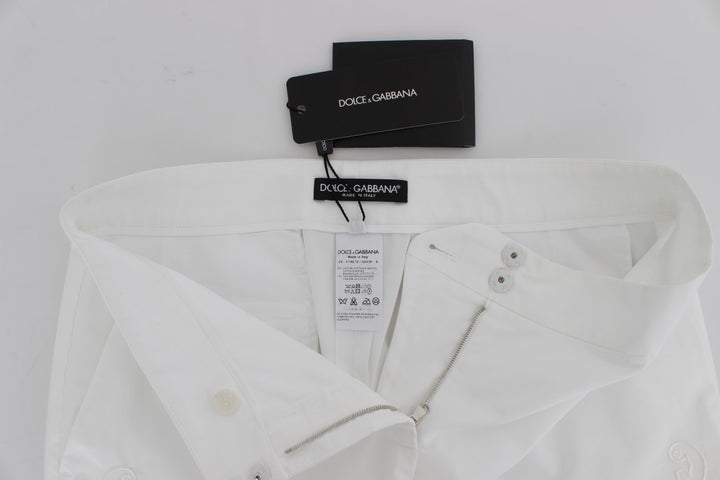 Pantalon habillé élégant à découpes florales blanches Dolce &amp;amp; Gabbana
