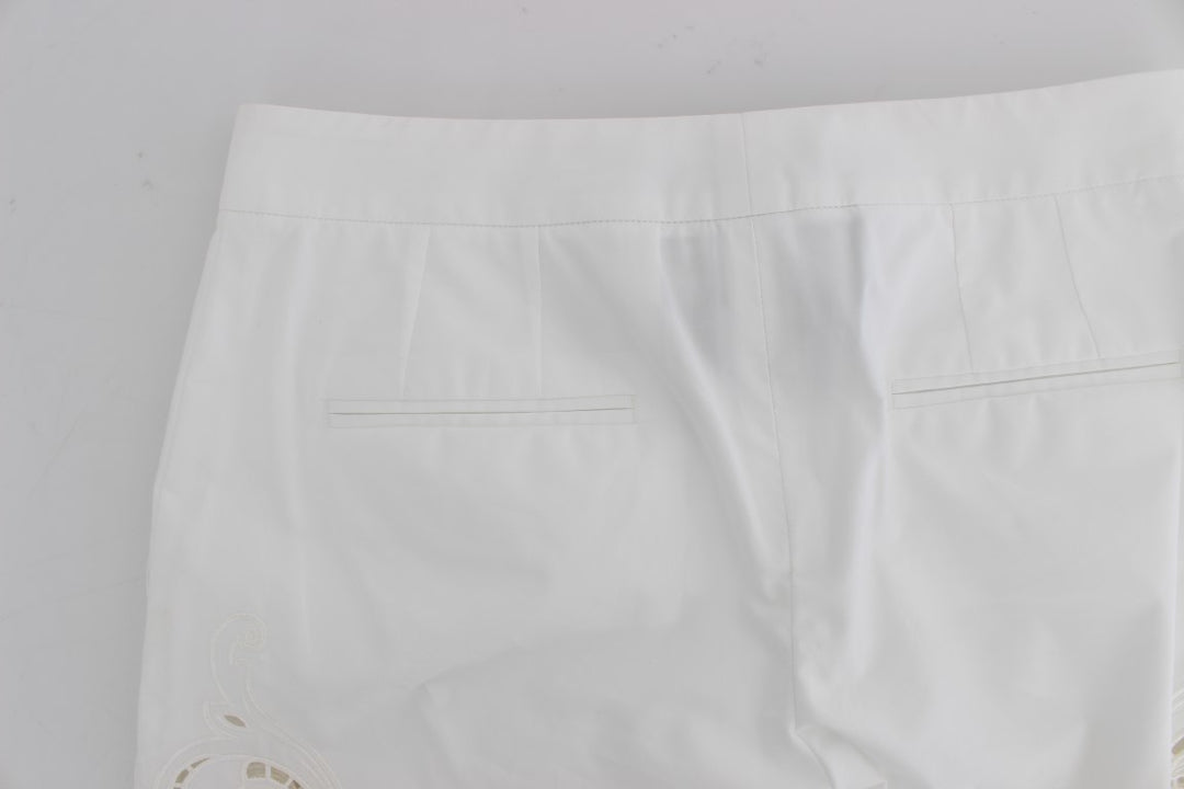 Pantalon habillé élégant à découpes florales blanches Dolce &amp;amp; Gabbana