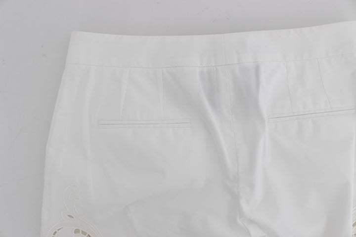 Pantalon habillé élégant à découpes florales blanches Dolce &amp;amp; Gabbana