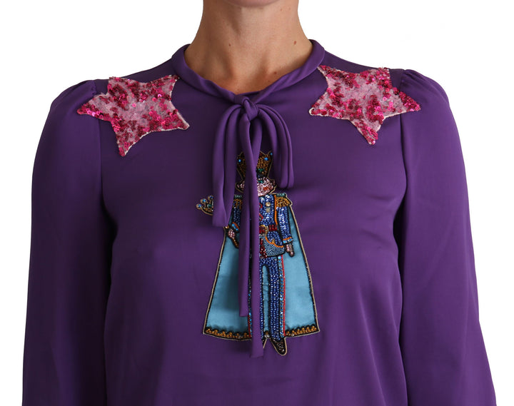 Dolce &amp; Gabbana Purple Blouse Prince  Fairy Tale Embellished  Top