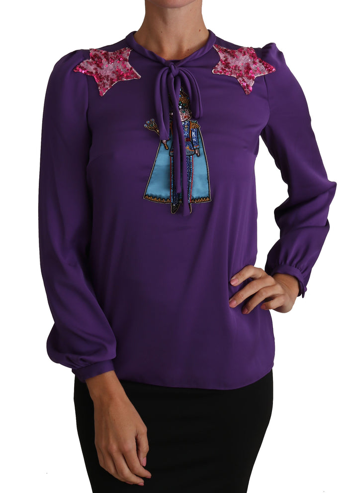 Dolce &amp; Gabbana Purple Blouse Prince  Fairy Tale Embellished  Top