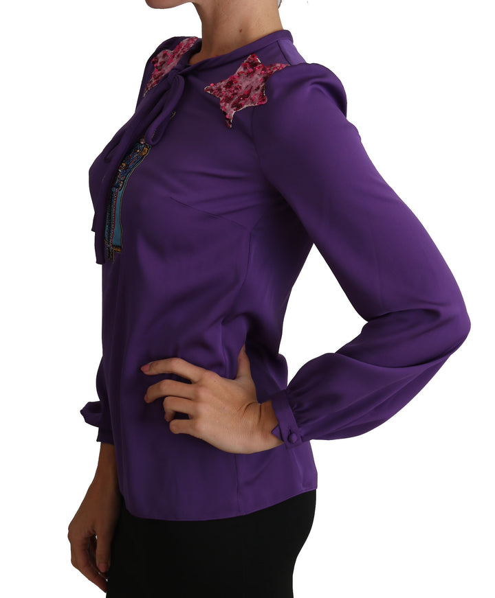Dolce &amp; Gabbana Purple Blouse Prince  Fairy Tale Embellished  Top