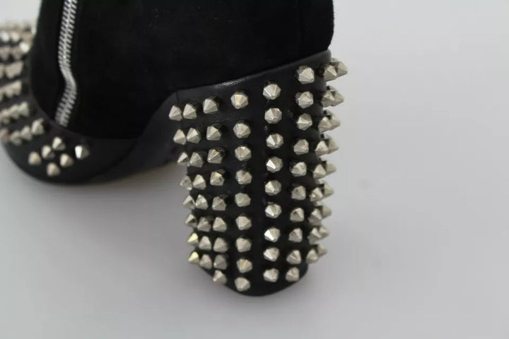Bottines à talons cloutés en daim noir Philipp Plein
