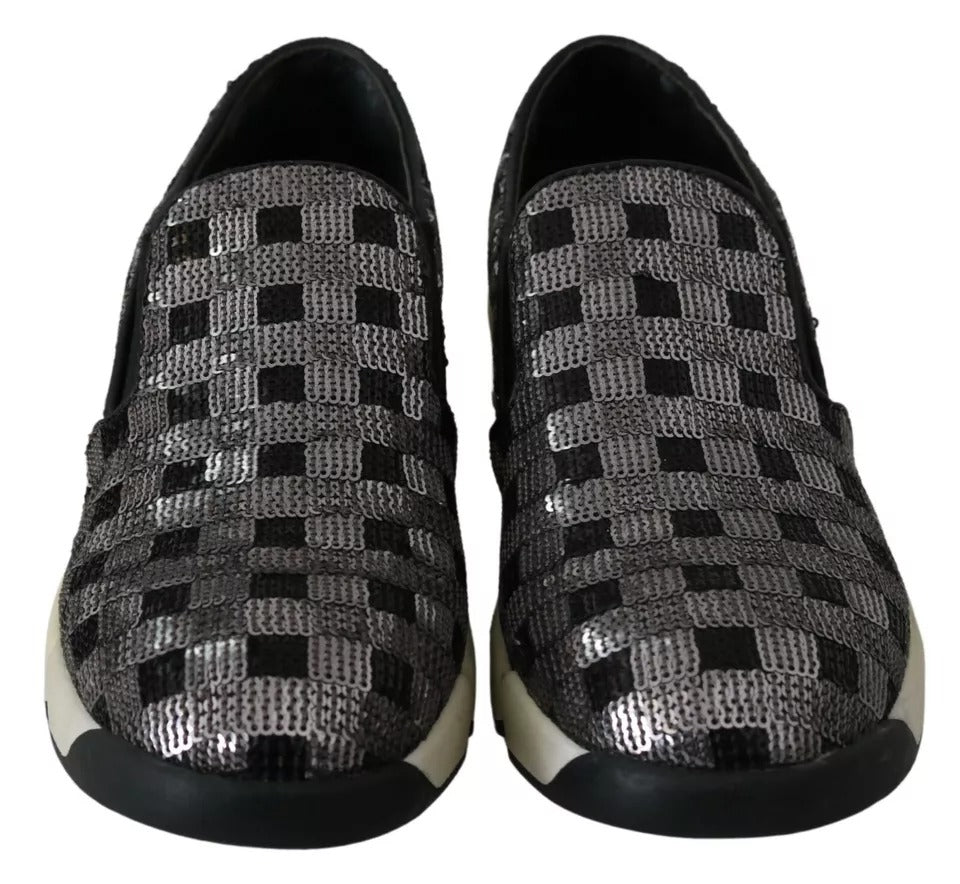 Zapatillas deportivas PINKO con diseño de secuencia sin cordones en negro y plateado