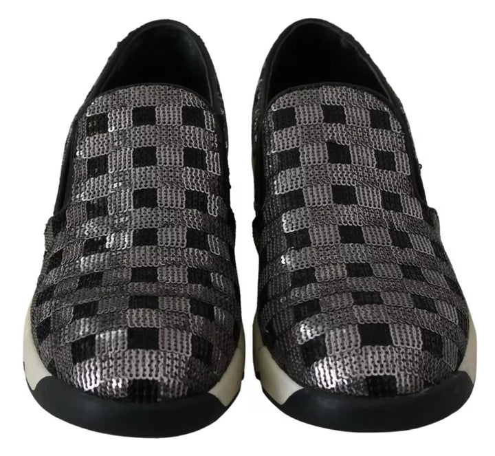Zapatillas deportivas PINKO con diseño de secuencia sin cordones en negro y plateado