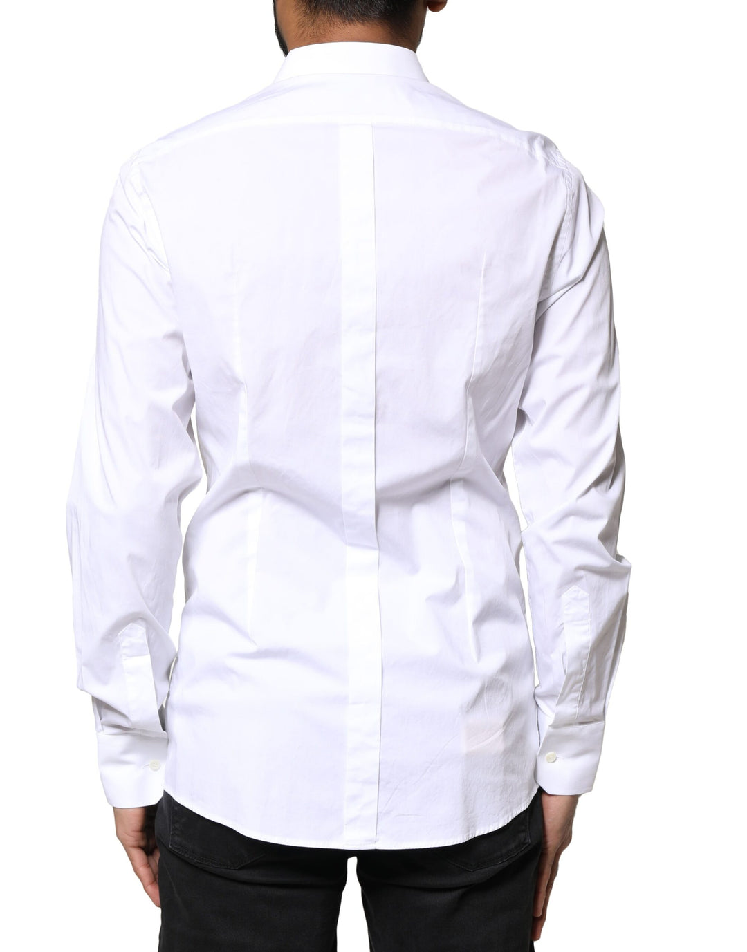 Dolce &amp; Gabbana White GOLD Cotton Long Sleeves Dress Shirt