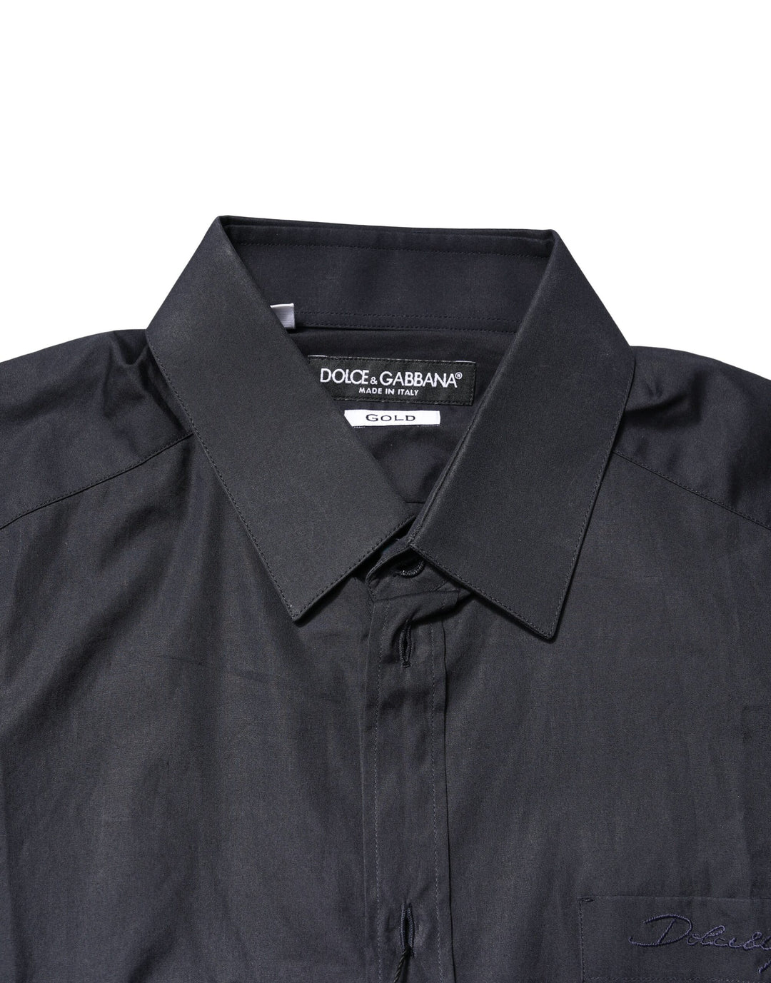 Dolce &amp; Gabbana Dark Blue GOLD Cotton Long Sleeves Dress Shirt