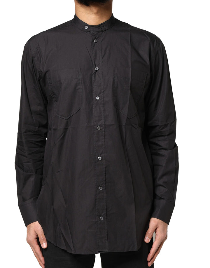 Dolce &amp; Gabbana Black Cotton Button Down Men Casual Shirt