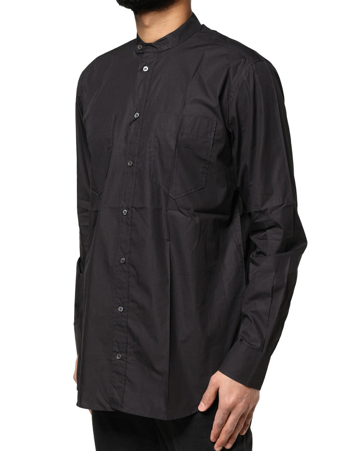 Dolce &amp; Gabbana Black Cotton Button Down Men Casual Shirt