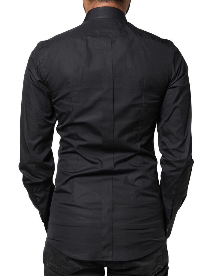 Dolce &amp; Gabbana Black Love Embroidery GOLD Formal Dress Shirt