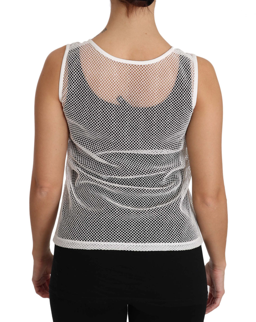 Dolce &amp; Gabbana White Net  Transparent Sleeveless Tank Top