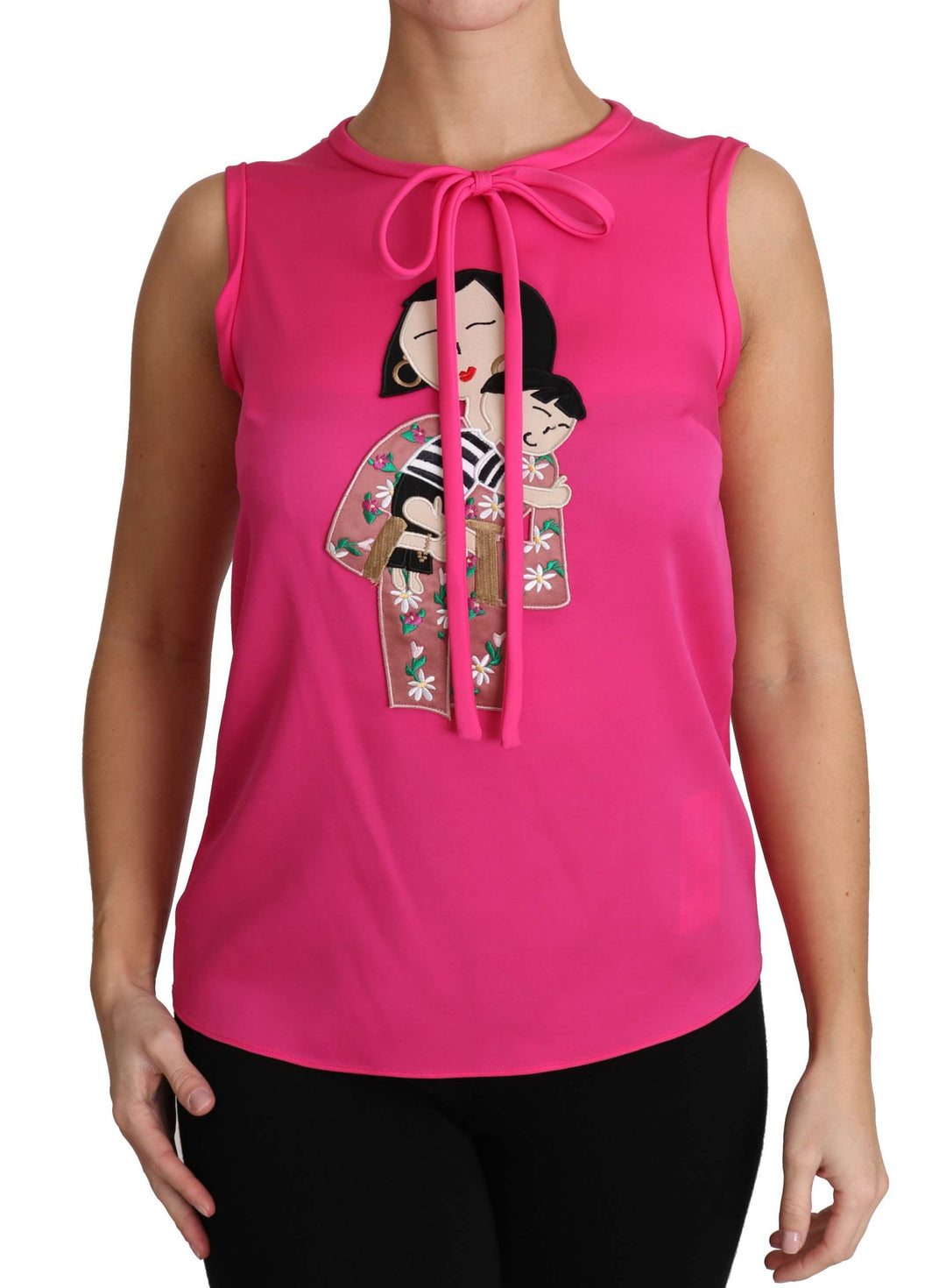 Dolce &amp; Gabbana Pink Family Silk Tank  Mama Blouse Top Shirt