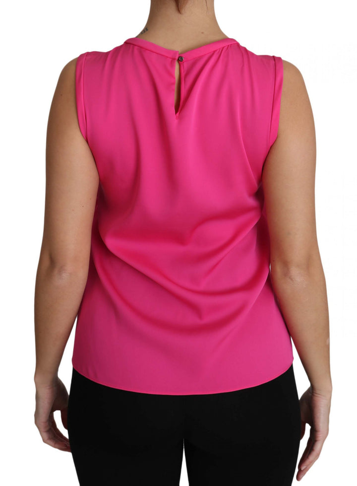 Dolce &amp; Gabbana Pink Family Silk Tank  Mama Blouse Top Shirt