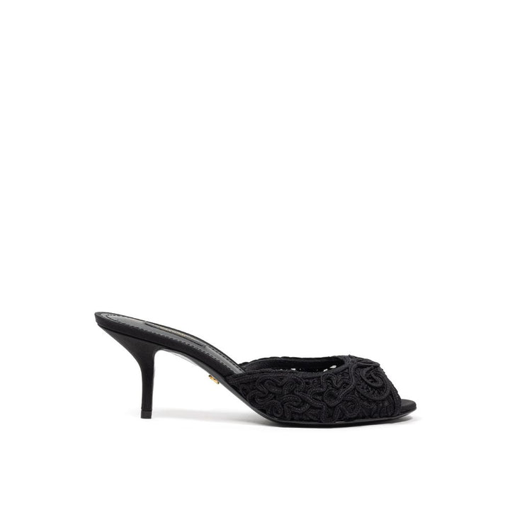 Dolce &amp; Gabbana Black Cotton Mules