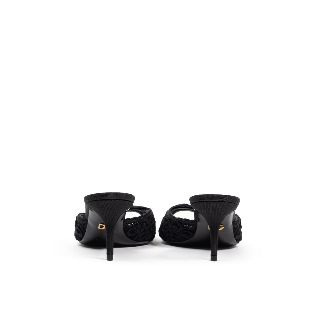 Dolce &amp; Gabbana Black Cotton Mules