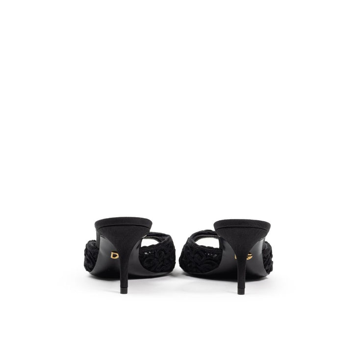 Dolce &amp; Gabbana Black Cotton Mules