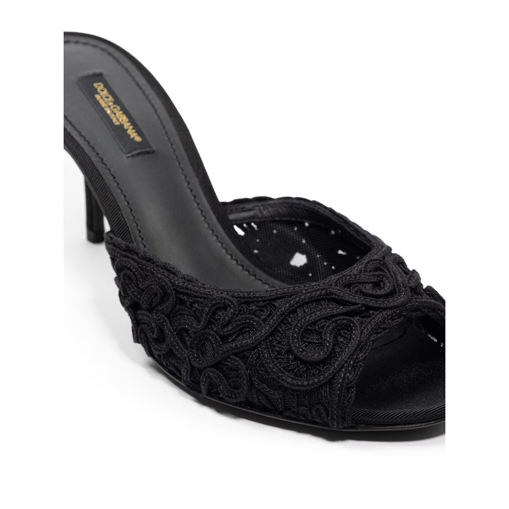 Dolce &amp; Gabbana Black Cotton Mules