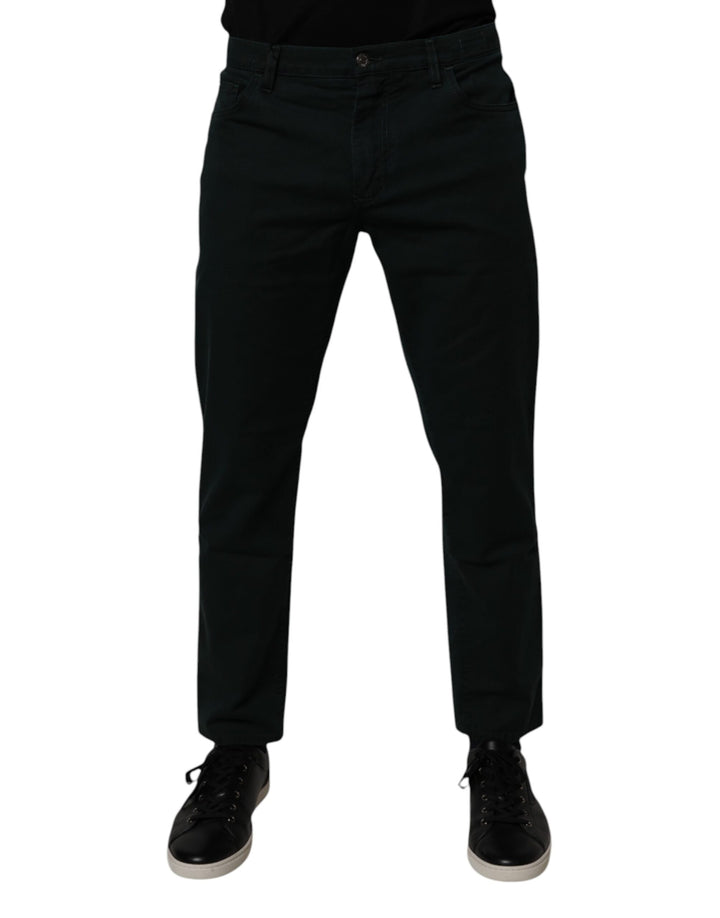 Dolce &amp; Gabbana Dark Green Cotton Loose Men Denim Jeans